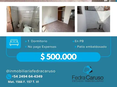 Departamento 1 dormitorio en PB con patio – Sin expensas