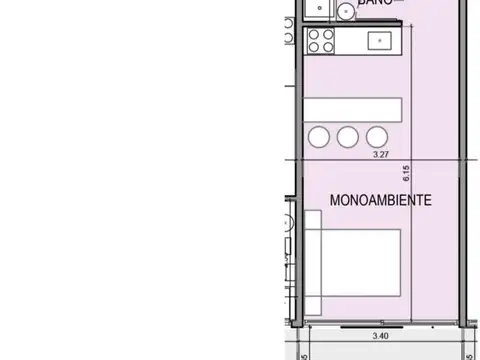 Departamento Monoambiente con 1 baño