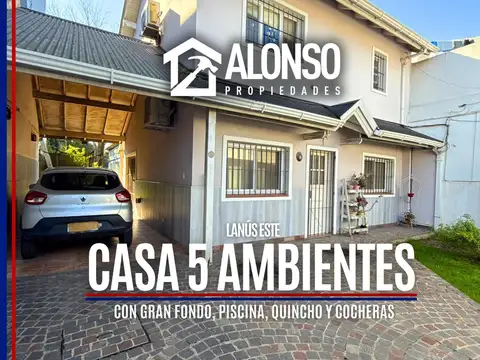 CASA 5 AMBIENTES CON GRAN FONDO Y COCHERA EN VENTA EN LANÚS