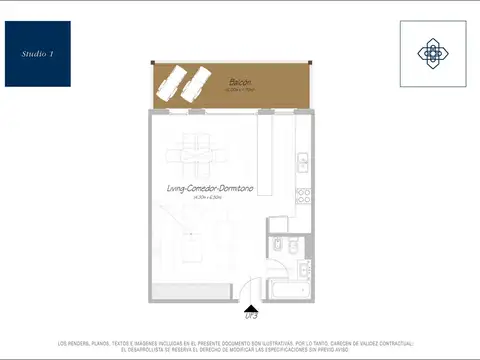 Departamento en Venta de 1 dormitorio