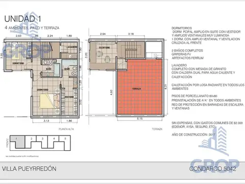 Depto Tipo Casa en Venta en Villa Pueyrredon, USD 248.000