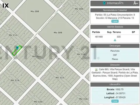 Terreno en Venta 34,64  mts Fondo