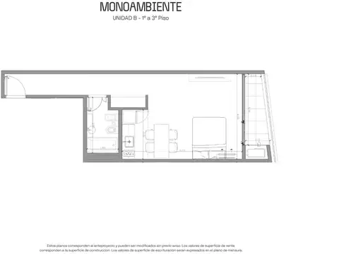 Departamento en Venta de 1 dormitorio