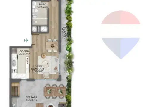 VENTA DEPTO 1 DORM PREMIUM PARQUE RODO C TERRAZA