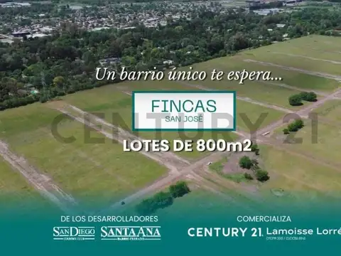 VENTA Lotes 800m Barrio Cerrado Fincas San Jose - Francisco Alvarez. Moreno