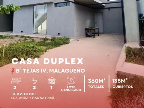 Venta Casa De 2 Dormitorios con Lote Cancelado y Financiación en Barrio Privado Tejas 4 - Malagueño
