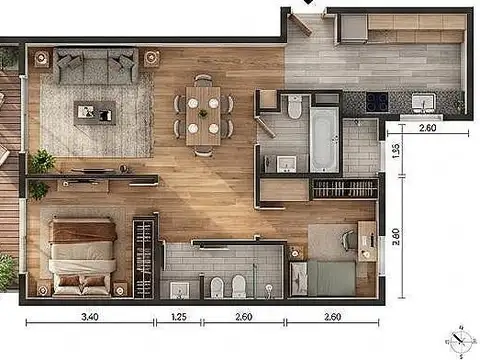 Departamento en Venta de 2 dormitorios