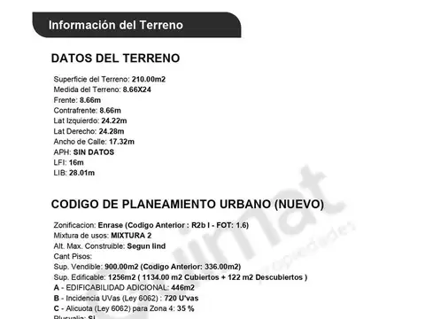 Terreno en Venta de 210,0 m2