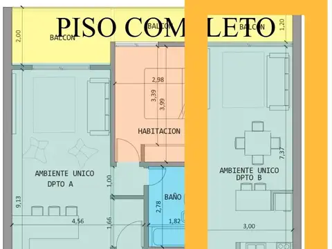 Departamento 2 ambientes con 1 baño