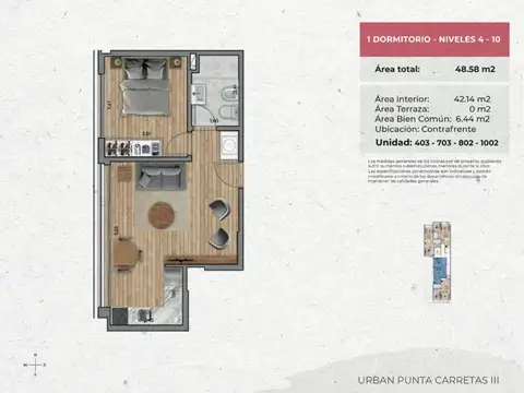 VENTA Apartamento de 1 dormitorio PUNTA CARRETAS