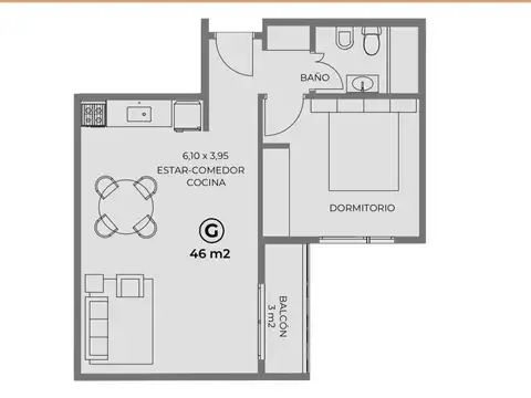 Departamento en Venta de 3 ambientes