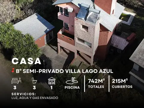 SE VENDE IMPORTANTE PROPIEDAD DE 2/3 DOR CON PISCINA EN BARRIO SEMI PRIVADO “LAGO AZUL”