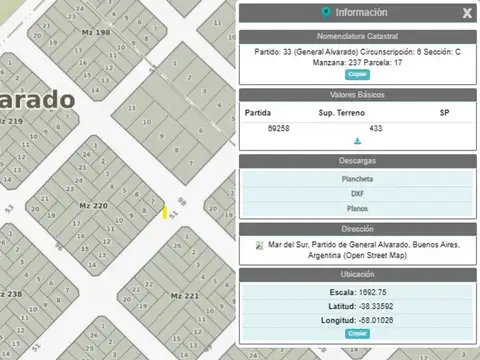 Terreno en Venta en Mar del Sud, USD 6.900
