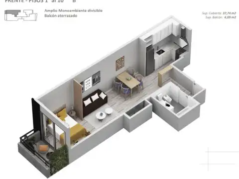 Departamento en Venta de Monoambiente