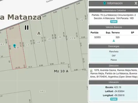 Terreno en Venta de 320,0 m2