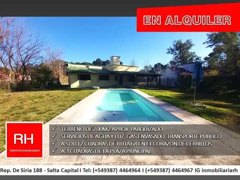 Casa en Alquiler en Cerrillos, $ 950.000