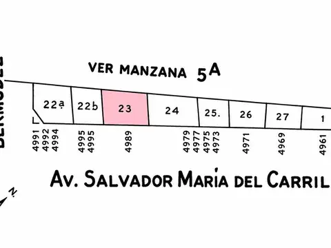 Terreno en Venta 10  mts Fondo