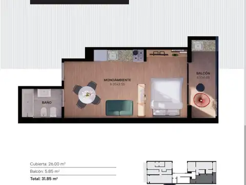 Departamento en Venta de Monoambiente