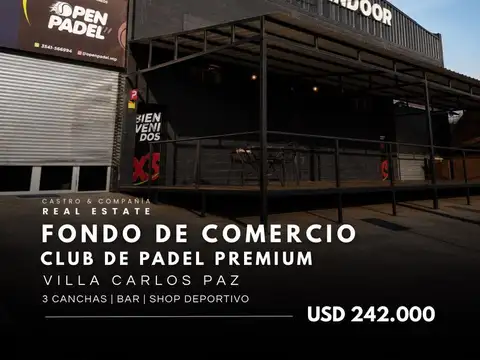 Venta Fondo De Comercio X3 Pádel Indoor a Metros de la Avenida Carcano, Villa Carlos Paz