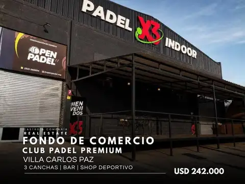 Venta Fondo De Comercio X3 Pádel Indoor a Metros de la Avenida Carcano, Villa Carlos Paz