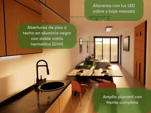 Departamento 2 ambientes con 1 baño