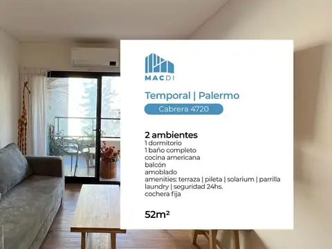 Excelente Dpto. en Alquiler temporal con cochera y amenities