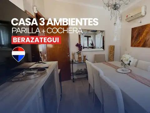 Casa 3 ambientes - Berazategui, Parrilla + cochera