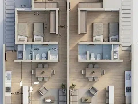 Casa 3 ambientes con 1 baño