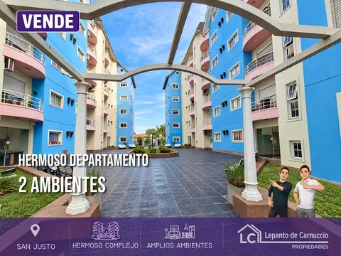 HERMOSO DEPARTAMENTO DE 2 AMBIENTES EN VENTA EN SAN JUSTO CENTRO.  APTO CREDITO BANCOS PRIVADOS.