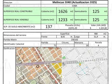 Terreno en Venta en Villa del Parque, USD 495.000