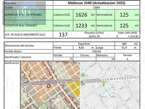 Terreno en Venta en Villa del Parque, USD 495.000