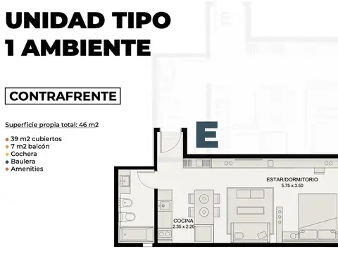 Departamento en Venta de Monoambiente