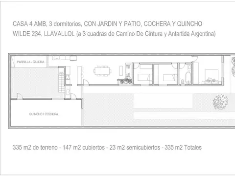 Casa 4 ambientes con 1 baño