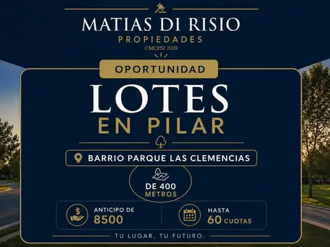Venta Terrenos en Barrio Parque Las Clemencias, Pilarica - Pilar