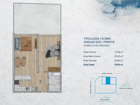 VENTA Apartamento POCITOS 1 dormitorio con patio