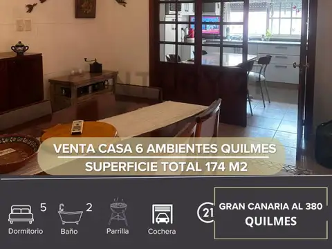 VENTA CASA 6 AMBIENTES QUILMES - COCHERA