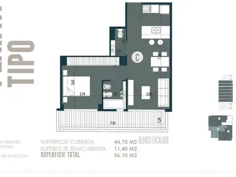 Departamento en Venta de 2 ambientes