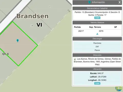 Terreno en Venta en Gomez, USD 54.000