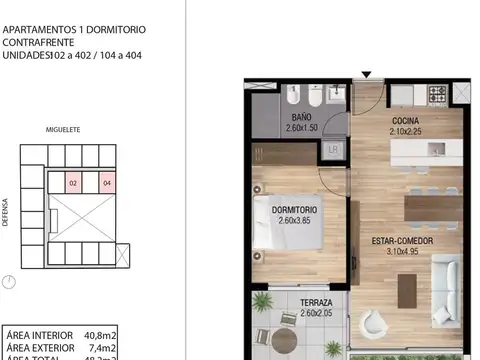 Departamento en Venta de 2 ambientes
