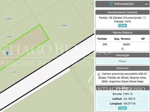 8,5 Ha.  capilla del Señor.  Frente a ruta