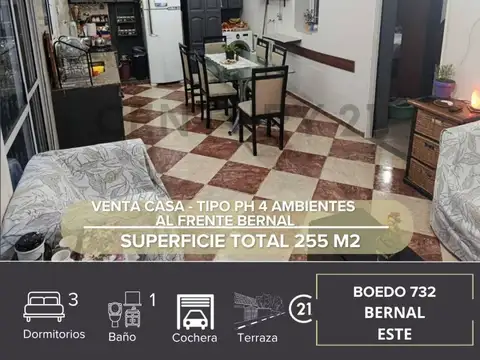 VENTA CASA - TIPO PH 4 AMBIENTES AL FRENTE BERNAL