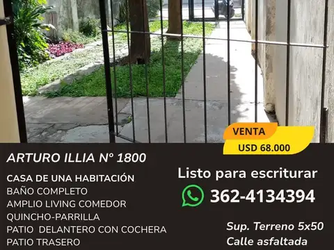 CASA DE UN DORMITORIO EN VENTA