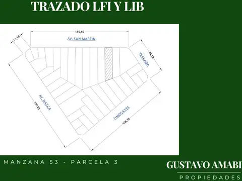 Terreno en Venta 39  mts Fondo
