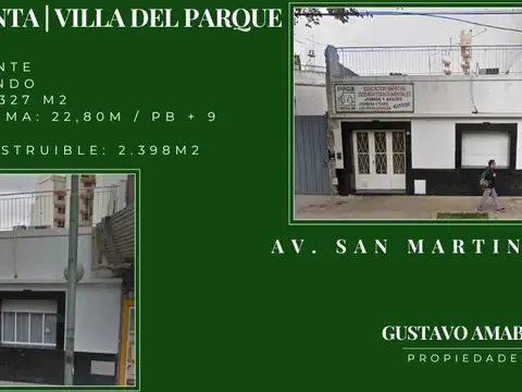 Excelente lote en Villa del Parque | USAA | 2.398 m² vendibles aprox.