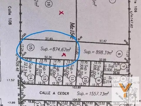 Terreno en Venta de 874,0 m2