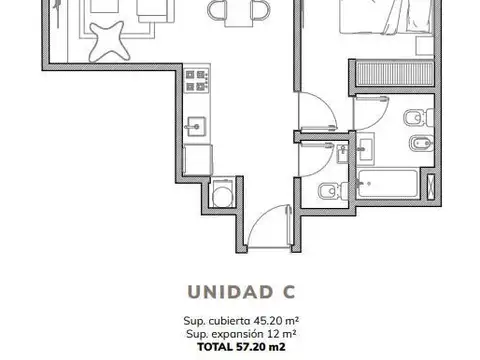 Departamento en Venta de 1 dormitorio