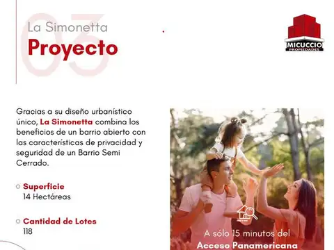 Lotes en venta con FINANCIACION, La Simonetta, El Cazador, ZONA CHACRAS.