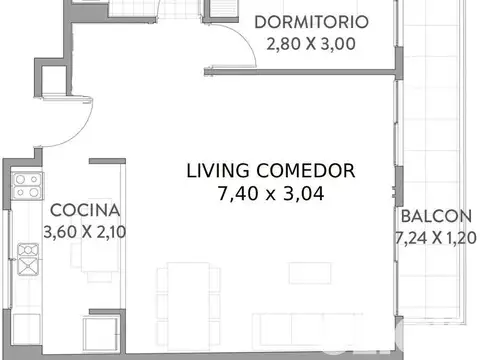 Departamento en Venta de 1 dormitorio