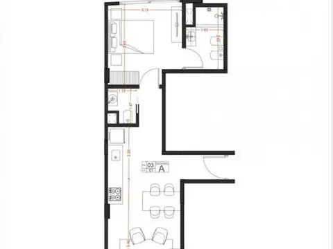 Departamento en Alquiler de 1 dormitorio