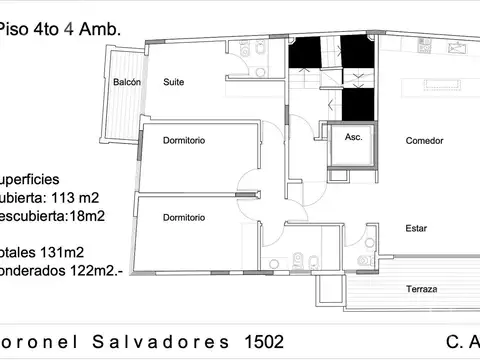 Departamento 4 ambientes con 2 baños